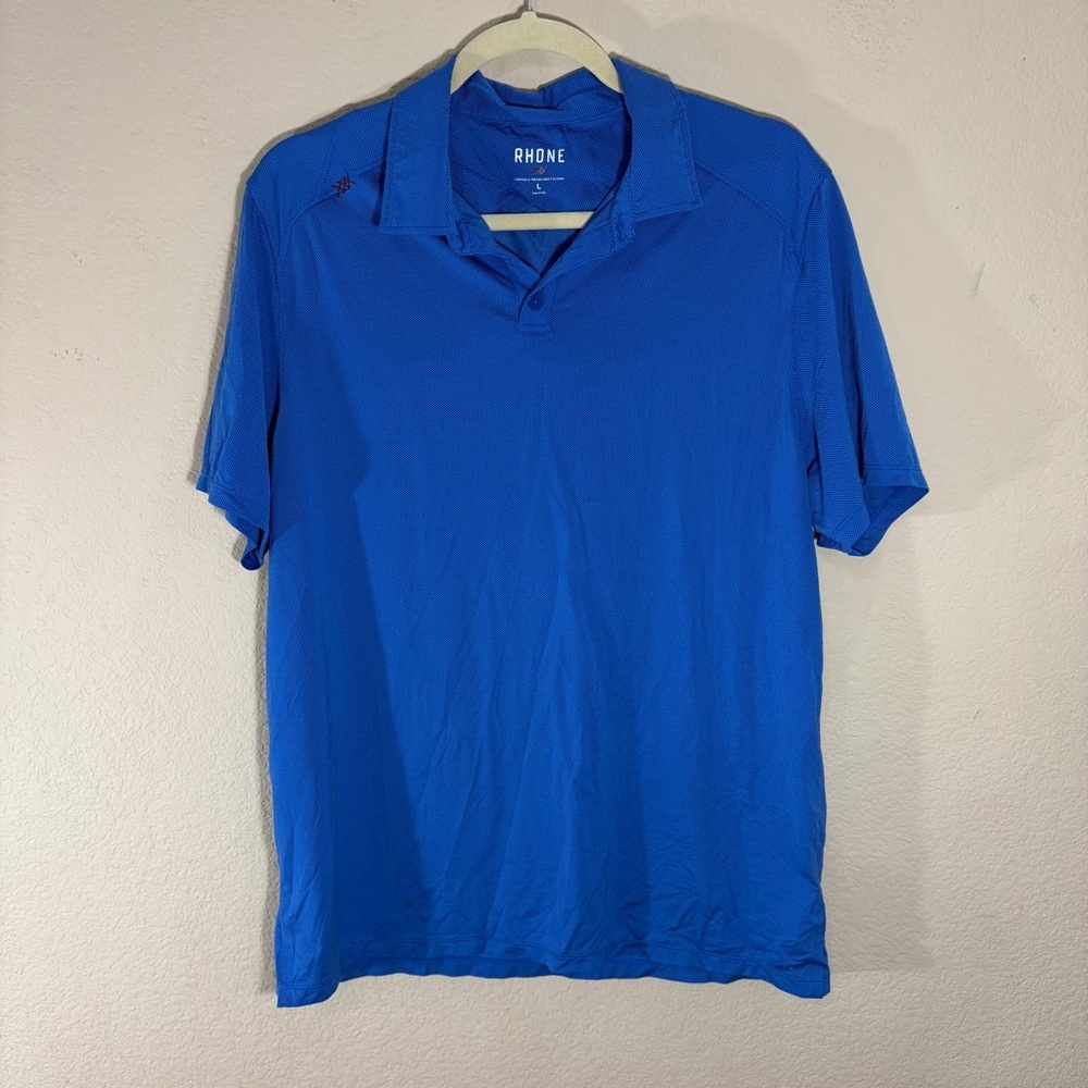 Rhone Polo Shirt Men's Blue Short Sleeve Sz L Golf Outdoor Casual Quiet Luxury